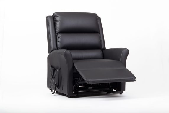 Alaska XL Riser Recliner in Black - raised position