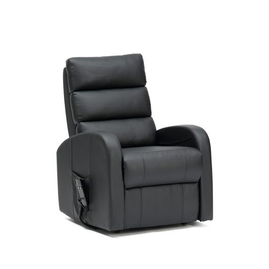 Three Tier Back Single Motor Riser Recliner in Black PU