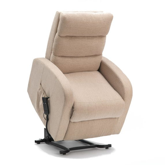 Three Tier Back Single Motor Riser Recliner in Oatmeal Fabric