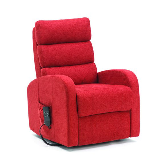 Three Tier Back Dual Motor Riser Recliner in Terracotta Fabric
