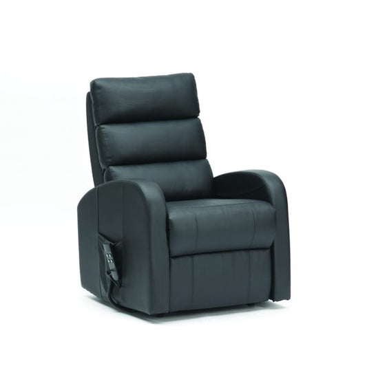 Three Tier Back Dual Motor Riser Recliner in Black PU
