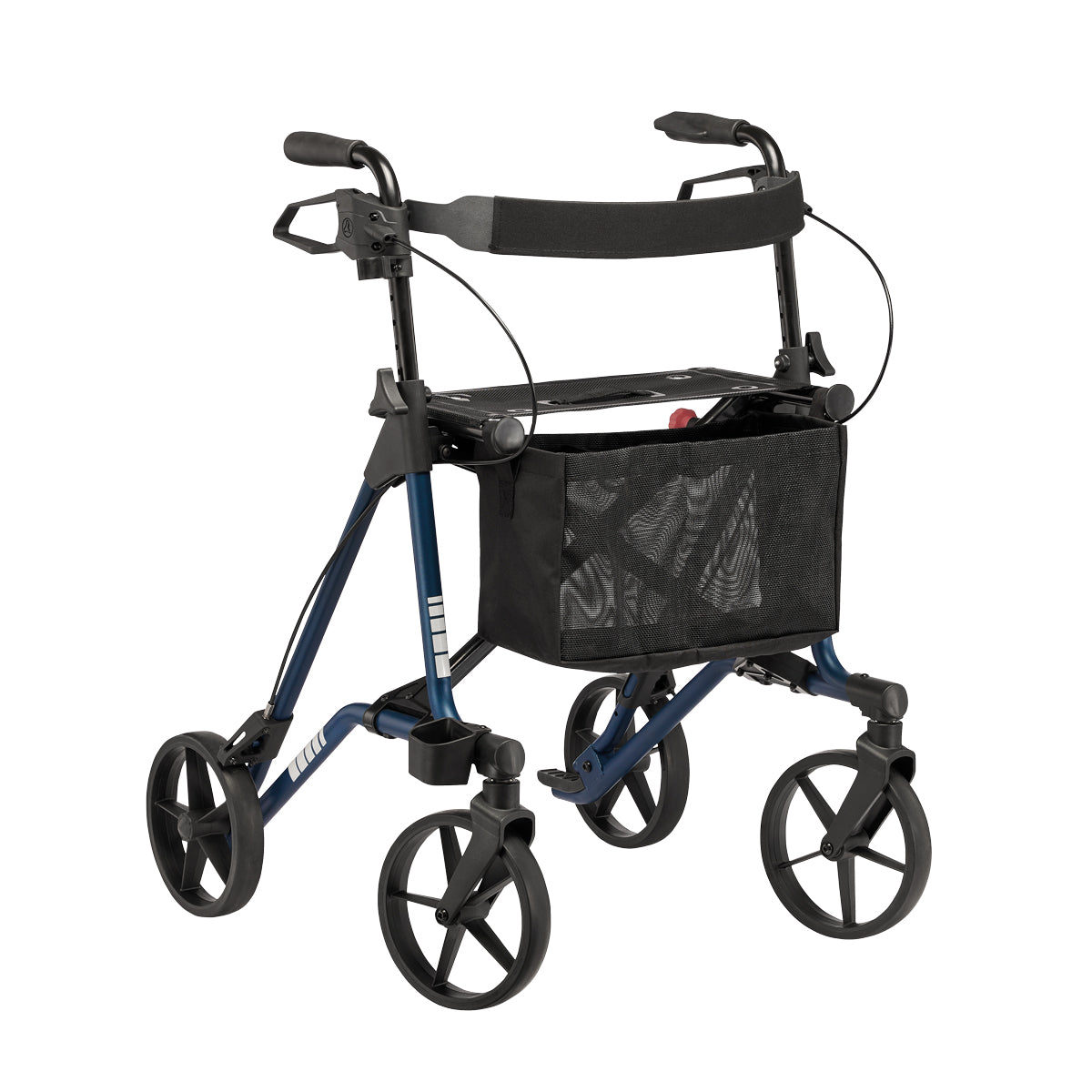 Dietz TAiMA M-E rollator in Ocean Blue, angled front view