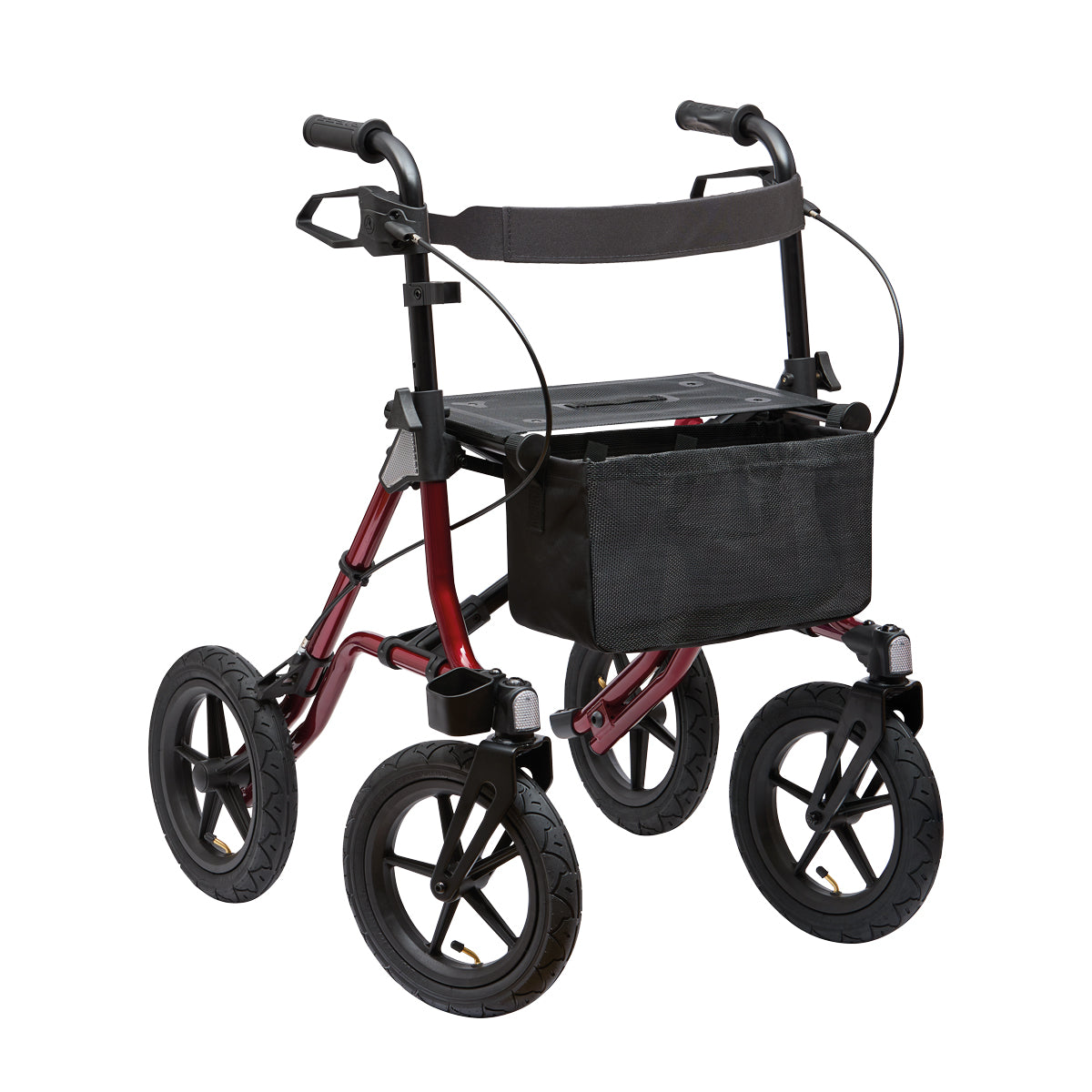 Dietz TAiMA XC Air outdoor rollator in metallic red, front three-quarter view