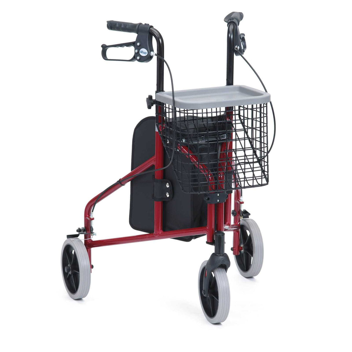 Drive Ultra Lightweight Tri-Walker with Bag, Basket & Tray red