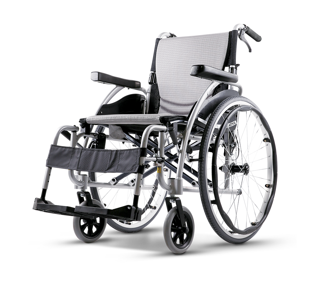 Karma S-Ergo 115 self-propel wheelchair, side view with 24 inch rear wheels