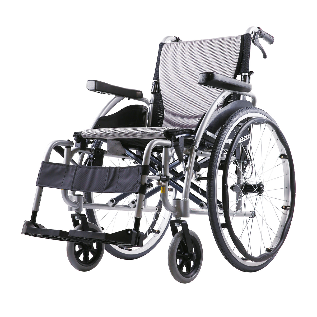 Karma Ergo 125 SP self-propel wheelchair, side view with 24 inch rear wheels