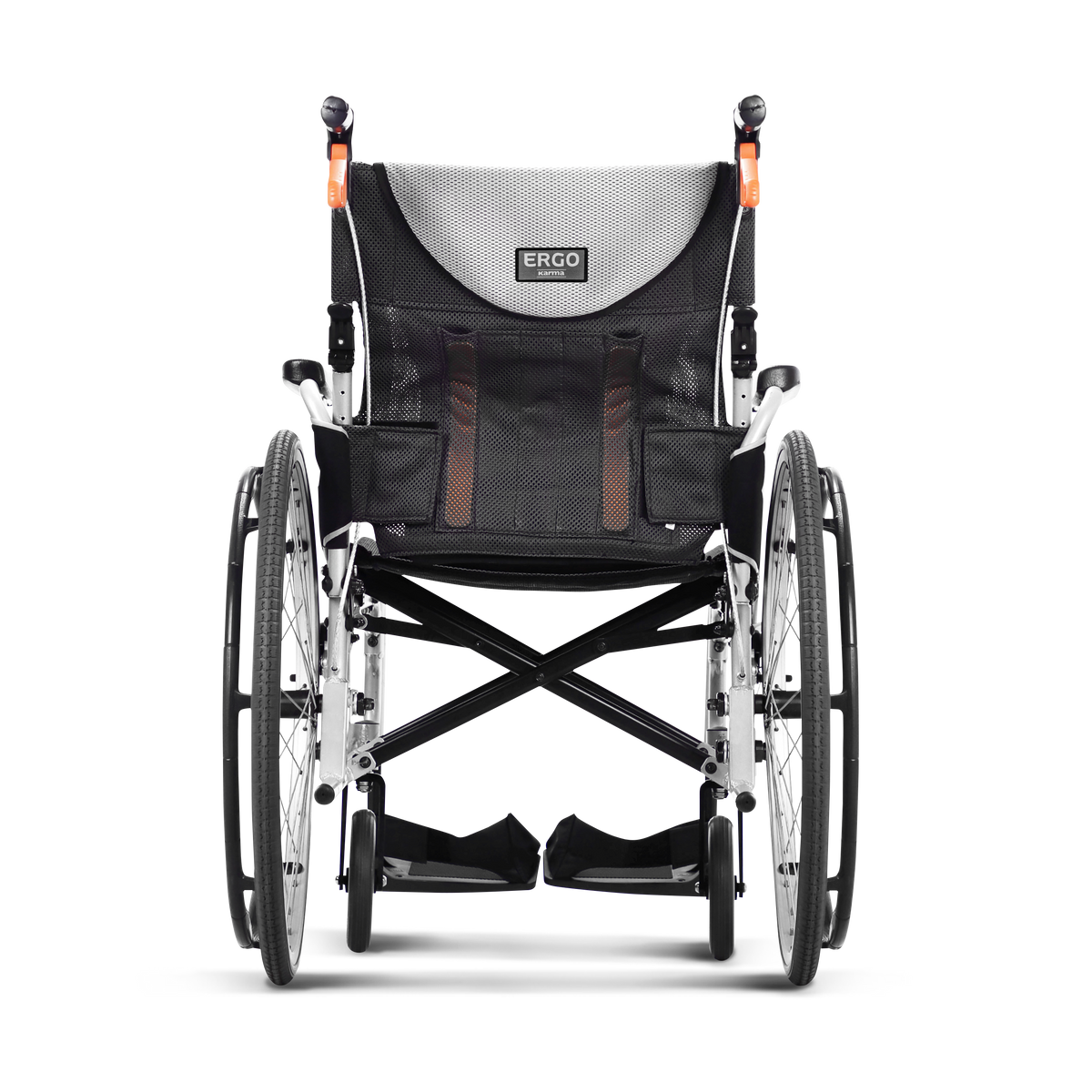 Karma Ergo 3 wheelchair, rear view showing S-Ergo back system