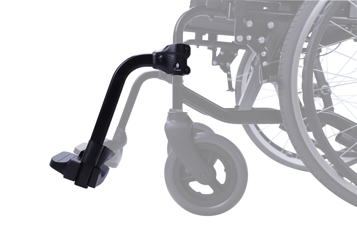 Karma patented swing-away footrest rotating clear without detaching