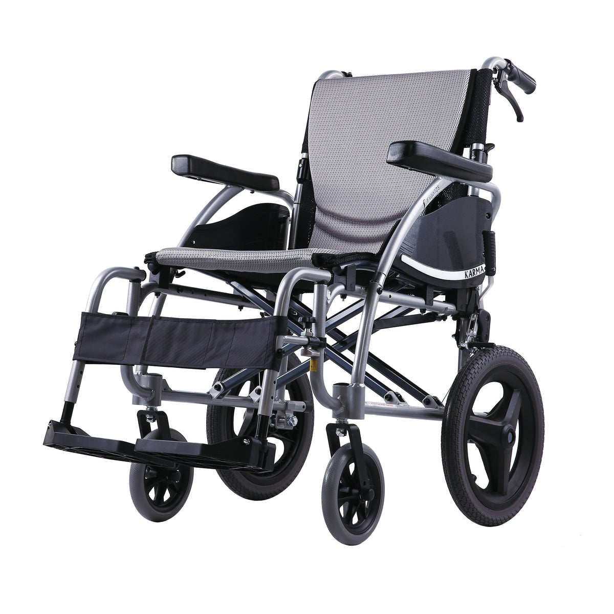 Karma Ergo 125 Transit wheelchair, side view with 14 inch rear wheels