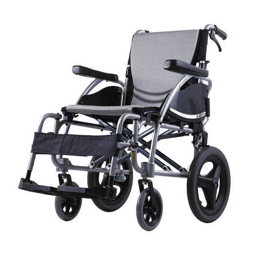 Karma Ergo 125 Transit wheelchair, side view with 14 inch rear wheels