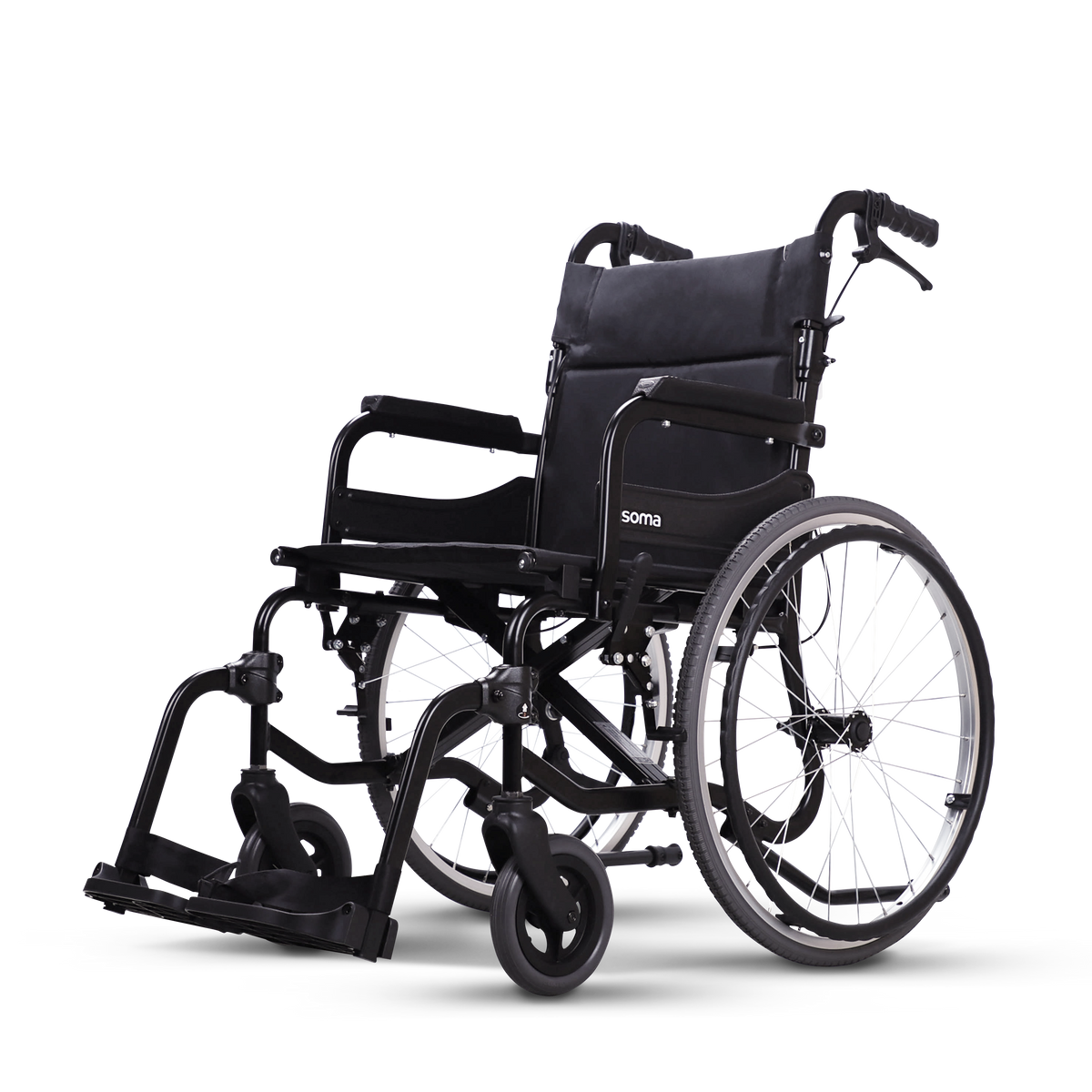 Karma Sparrow 2 SP self-propel wheelchair, side view, black frame with 22 inch rear wheels