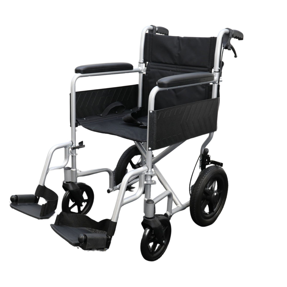 Karma i-Lite transit wheelchair, angled view showing folding frame